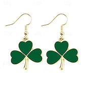 olcso Szent Patrik napja-1 pár Szent Patrik-napi fülbevaló nőknek, divatos, lógós zöld lóhere alakú ír fesztiválékszer, ünnepi ajándék