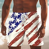  Homens American US Flag 4 de julho - 250º aniversário dos EUA 250º Aniversário Calção Justo de Natação Shorts de Natação Bermuda de Surf Cintura Média Havaiana Feriado Bolsos laterais Forro de malha