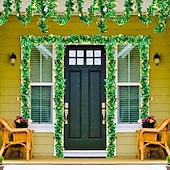  2 штуки, всего 10 метров, металлическая гирлянда ко Дню Святого Патрика - узор из клевера и трилистника, зеленая и золотая, металлизированная, подходит для ирландской вечеринки и украшения дома.