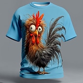 economico Magliette con stampa animale-Per uomo Animale Pulcino Divertente Maglietta Manica Corta maglietta Stampa 3D Girocollo Camicia Esagerato Designer Feste Ferie Blu Nero Arancione Estate Primavera Abbigliamento S M L XL XXL XXXL