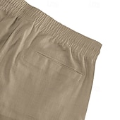 preiswerte Urlaub-Herren Shorts Leinenshorts Sommershorts Strandshorts Kordelzug Elastischer Bund Einfach Komfort Atmungsaktiv Knielang Täglich Outdoor Strand Urlaub Mode Blau Schwarz Unelastisch