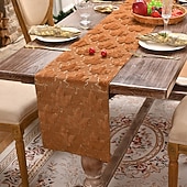 Χαμηλού Κόστους Τραβέρσες (Ράνερ)-Τραπεζομάντιλο ζακάρ για την ημέρα του Αγίου Πατρικίου, χρυσό σχέδιο με φθινοπωρινά φύλλα, πράσινο με χρυσό περίγραμμα, ορθογώνιο τραπεζομάντιλο για το σπίτι &amp;διακόσμηση ξενοδοχείου.