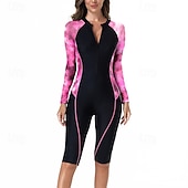 Недорогие Рашгард One Pieces-Жен. Рашгард Купальный костюм Один Пис Графика Пэчворк Застегнуться УФ-защита Эластичность Длинный рукав Купальники Серфинг Дайвинг Для погружения с трубкой Весна