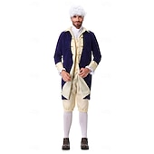 250. výročí USA Rokoko Barroco Úbory Dlouhé rukávy George Washington Alexander Hamilton Koloniální Maškarní kostým Pánské Karneval Den nezávislosti 4. července Dospělí Kabát Kalhoty Límeček