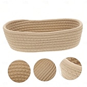 economico Portagioie e porta trucchi-eleganti cestini ovali in tessuto intrecciato con corda - organizer da scrivania pieghevoli e decorativi per cosmetici e snack &amp;chiavi con elegante design a forma di barca, senza stampa, facile