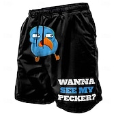  Homens Animal Pássaro Gíria engraçada Calção Justo de Natação Shorts de Natação Bermuda de Surf Cintura Média Engraçado Casual férias na praia Bolsos laterais Forro de malha Cintura elástica com