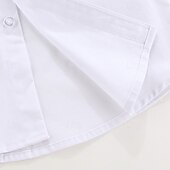 abordables T-shirts Décontractés pour Garçons-Chemises blanches unies à manches longues pour garçons, style décontracté, à boutons, idéales pour le printemps (4 ans et plus).