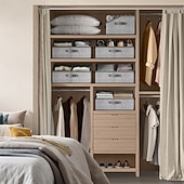 abordables Rangement et organisation-1 grand organisateur mural avec poignées - panier de rangement en tissu à structure ajourée pour vêtements, serviettes, couvertures, portefeuilles et chapeaux - design classique et peu encombrant pour