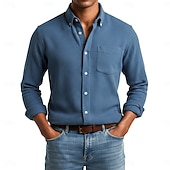 economico camicie casual da uomo-Per uomo Camicia Camicia a nido d'ape Camicia casual Camicia con colletto alla coreana Camicia con Bottoni Blu Rosa Vino Blu marino Manica Lunga Semplice Testurizzato Collo alla coreana Casuale