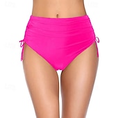 Χαμηλού Κόστους Μπικίνι σλιπ-Γυναικεία Μαγιό 2 κομμάτι Προκλητικό Μαγιό Κορδόνι Διακοπές Ρούχα παραλίας Συμπαγές Χρώμα Αμάνικο Μαγιό