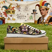 levne Pánské boty-Muži Mardi Gras Karnevalové Tématické Tenisky – Barevný potisk masky na neformální boty pro festivaly průvody a pouliční párty