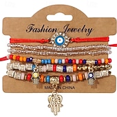 billiga Armband och armringar-Klassisk flätad Blomma Mode Trä Armband Smycken Svart / Rubinrött / Mörkblå Till Dagligen Helgdag Datum