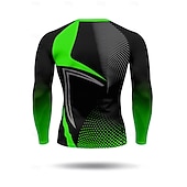 Недорогие Футболки и майки для бега-Муж. Футболка для бега Компрессионная футболка 3D печать Длинный рукав Основной слой Весна Осень Геометрический принт Быстровысыхающий Сжатие видеоизображений Для тренировки Power Flex Влагоотводящие