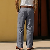 levne podnikání-Pánské Bavlněné plátěné kalhoty Kalhoty Letní kalhoty Volné kalhoty Plážové kalhoty Kapsy Pevná barva Pohodlné Prodyšné Denní Venkovní Plážové prázdniny Módní Černá Bílá Neelastické