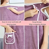 お買い得  浴室用ガジェット-プラスサイズの女性用ウェアラブルシャワースカート、厚手のコーラルフリースバスラップローブ、大人の女性用吸水性ウェアラブルタオルスカート、家庭用入浴シャワースパ用