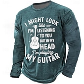  I Might Look Like Im Listening To You But In My Head Im Playing My Guitar Funny Slogan Long Sleeve T-Shirt Mens Vintage Musical Graphic Tee Humorous Musician Gift Tops Clothing Apparel S M L XL XXL XX