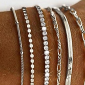 levne Jedinečné náramky-Korálky Klasika Diamant Cikánské Slitina Náramek šperky Stříbrná / Zlatá Pro Denní Dovolená