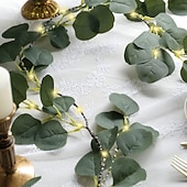 cheap Battery &amp; USB Indoor Lights-Eucalyptus leaves, olive leaves, simulated leaves, rattan strips, light string, 1.8M-96Leds, AAA waterproof timed battery box, holiday wedding party, indoor and outdoor atmosphere decoration props