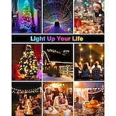 abordables Guirlandes lumineuses USB-Guirlande lumineuse colorée Bluetooth App étanche en fil de cuir effet coloré de course de chevaux guirlande féerique lumières décoratives d'ambiance pour arbres mariage festival fête du Nouvel An