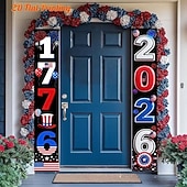 cheap America 250-US 250th Anniversary Patriotic Couplet Banner America 250 Years of Freedom Celebration Flag Door Decoration Red White and Blue Party Decor Semiquincentennial Celebration 4th of July Independence Day
