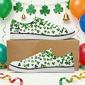 halpa Naisten kengät-naisten Pyhän Patrickin päivän lenkkarit apilanlehden kukkakuviolla – mukavat nauhalliset kangaskengät paraateihin, festivaaleille ja vapaa-aikaan