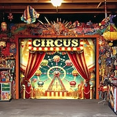 billige Garasje- og dørbanner-Mardi gras Garasjeportdeksel Stor opphengning sirkus Luksus 3D Party Utendørs Bakgrunner for skyting Inngangsdør Maskerade Hjemmedekor