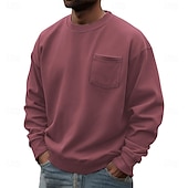 Χαμηλού Κόστους Βασικά φούτερ-Ανδρικά Πουλόβερ Θαλασσί Πράσινο Χακί Ρουμπίνι Βαθυγάλαζο Καφέ Στρογγυλή Ψηλή Λαιμόκοψη Σκέτο Τσέπη Καθημερινά Αθλήματα &amp; Ύπαιθρος Αργίες Πολυεστέρας Κομψό στυλ street Βασικό Καθημερινό