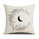 abordables Coussins, inserts et housses-Housse de coussin décorative pour l'Aïd el-Fitr, imprimé croissant de lune sur une seule face, décoration pour les fêtes du Moyen-Orient, coussin polyvalent pour canapé, salon et salle de prière,