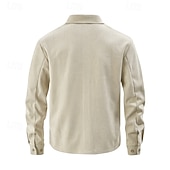 abordables camisa con botones para hombre-Hombre Camisa Camisa casual Camisa de playa Camisa de Pana Abotonar la camisa Negro Marrón Verde Ejército Albaricoque Gris Manga Larga Color sólido Diseño Diario Vacaciones Bolsillo Ropa Moda Casual