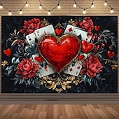 cheap Wall Tapestries-Valentine's Day Tapestry Banners Blanket Rose Love Heart Poker Cute Romantic 3D Party Living Room Shooting Backgrounds Marriage Proposal Decoration Home Decor