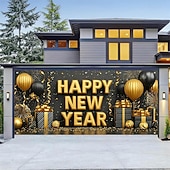 זול באנרים של гараז' ודלת-ראש השנה גוֹבּלֶן כיסוי דלת מוסך תלייה גדולה שנה טובה 2026 זיקוקין סגנון חמוד 3D מסיבה חוץ חג רקעים לצילום יארד עיצוב הבית