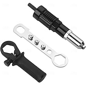 abordables Abrazaderas y alicates-Adaptador de pistola remachadora eléctrica de grado profesional, accesorio de remaches para taladro eléctrico inalámbrico con 4 cabezales de remache de 2,4 mm, 3,2 mm y 4,0 mm, herramienta de