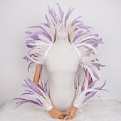 Χαμηλού Κόστους αξεσουάρ-Καθαρενικά 2026 Ρίο Καρναβάλι Σάμπα Αξεσουάρ Καρναβάλι Κόκκινο Και Κίτρινο Φτερό Στολή Σετ Μανίκι Ωμού  Καλύμματα Βραχίονα Για Μάρντι Γκρας Χορό Πάρτι Βραζιλία Φεστιβάλ Ενδυμασίας