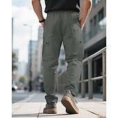 economico Pantaloni cargo-Per uomo Pantaloni Cargo Pantaloni Coulisse Elastico in vita Multi-tasche Tinta unica Antivento Comodità Quotidiano All'aperto Ferie Streetwear Elegante Nero Verde militare