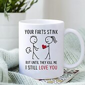 cheap Mugs &amp; Cups-Valentine's Day Gift Mug Your Farts Stink But I Still Love You Mug Funny Ceramic Coffee Cup Humorous Gift for Couples Unique Love Mug for Him &amp; Her