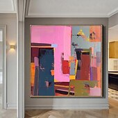 abordables Peintures Abstraites-Peinture à l'huile artisanale sur toile, décoration murale abstraite moderne de style Morandi, coloris pour la décoration intérieure, châssis entoilé ou roulée sans cadre.