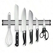 olcso Konyhai tárolás-1 db-os alumíniumötvözetből készült mágneses fali késtartó, tartós fém konyhai késtartó, lyukmentes tárolóállvány, erős mágnesek, helytakarékos kialakítás, könnyű hozzáférés és tisztítás, tökéletes