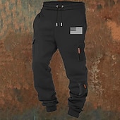 abordables Carga-Hombre Pantalones cargo Pantalones de Deporte Persona que practica jogging Pantalones Correa Bolsillo Cintura elástica Bandera estadounidense de los Estados Unidos Comodidad Transpirable Casual