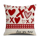 cheap Throw Pillows,Inserts &amp; Covers-Valentine's Day Heart Pillow Cover, Red Heart-Shaped Cushion, Cozy Throw Pillow for Sofa, Romantic Atmosphere Decor for Living Room and Bedroom