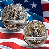 baratos 250º Aniversário dos EUA-São Miguel Arcanjo – Moeda comemorativa "Vitória sobre o Mal", item religioso cristão colecionável, moeda com a oração do Arcanjo Miguel, lembrança de fé para os crentes.