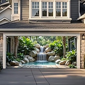 abordables Bannières de Garage et de Porte-tapisserie Couverture de porte de garage Grande suspension Cascade 森林 3D Soirée Outdoor Arrière-plans de prise de vue Porte d'Entrée Décoration d'intérieur