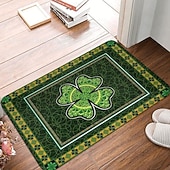 billige Dørmatter-Dørmatte til St. Patricks dag, irsk firkløverdesign, gulvmatte til inngangsparti, festlig grønt kløverdørteppe til St. Patricks dag-feiring.