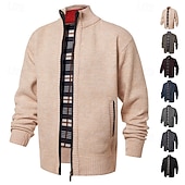 billige cardigangenser for menn-Herre Genser Cardigan Genser Glidelås genser Riflet Strikke Vanlige topper Strikket Helfarge Høyhalset Nøytral Mote Avslappet Dagligdagstøy Klær Høst Vinter Navyblå M L XL