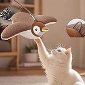 abordables Fournitures pour la maison-Jouet oiseau couineur rechargeable pour chats &amp;Chiens - jouet interactif pour animaux de compagnie, conçu avec des plumes artificielles résistantes, un effet sonore réaliste et rechargeable par USB.