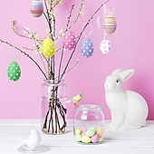 tanie Wielkanoc-30 sztuk wiszących jajek wielkanocnych - kolorowe papierowe jajka wielkanocne - ozdoby choinkowe na przyjęcie urodzinowe, wystrój domu i do wnętrz