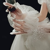 abordables Guantes-Tergal Hasta la Muñeca Guantes Elegante Con Color Puro / Recortado Boda / guante del partido