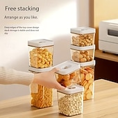 voordelige Keukenopslag-4 stuks handmatige vacuüm bewaardozen (3 dozen + 1 luchtpomp), vierkant ABS-materiaal met deksel, inclusief luchtpomp, vervangende bewaardoos voor in de koelkast, geschikt voor fruit, groenten, granen