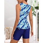 Χαμηλού Κόστους Surfing Tankinis και Bikinis-Γυναικεία Μαγιό Τανκίνι Δύο Κομμάτι Μαγιό Γραφική Φαρδύ μανίκι Προστασία UV Υψηλή Ελαστικότητα Αμάνικο Μαγιό Σέρφινγκ Καταδύσεις Ψαροντούφεκο Καλοκαίρι