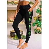  Saint Patrick Femmes leggings de pilates Pantalons de fitness Jambières de gymnastique Poches Droit de timbre Poches Latérales Pilates Salle de sport Entraînement en salle Collants Leggings Bas