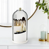 abordables Rangement et organisation-Porte-brosses à dents anti-poussière avec couvercle, boîte de rangement pour pinceaux de maquillage pour coiffeuse, porte-stylos en forme de cage à oiseaux et étagère de rangement, organisateur